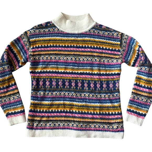 Talbots Preppy Fair Isle Mockneck Sweater Multi Size Small Petite - Picture 5 of 10